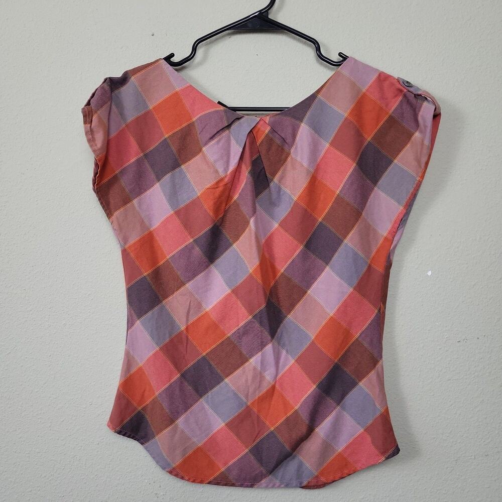 Patagonia San Benito Womens Multicolor Plaid Outlander Back Zip Blouse‎ Top Sz 4